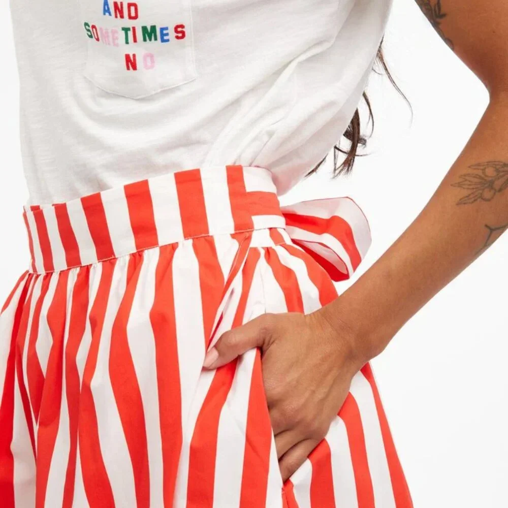 Ban.do Easy Wrap Skirt in Red & Ivory Stripes - Picture 5 of 7